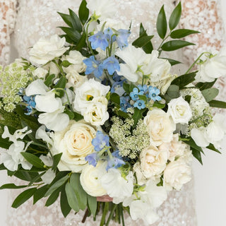 Ivory & Blue Bridal Bouquet - Plum Sage Flowers