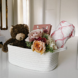 Baby in Bloom | Customizable Baby Gift Basket - Plum Sage Flowers