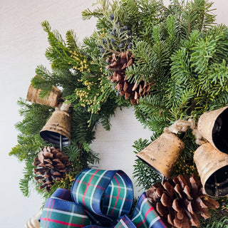 Teddy Wreath | Fresh Mixed Greenery Holiday Wreath - Plum Sage Flowers