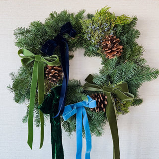 Whimsical Wonder | Fresh Mixed Greenery Holiday Wreath - Plum Sage Flowers