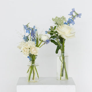 Ivory & Blue Bud Vase - Plum Sage Flowers