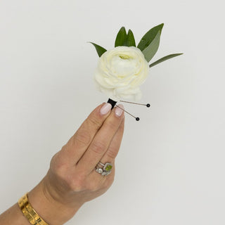 Ivory & Green Boutonniere - Plum Sage Flowers